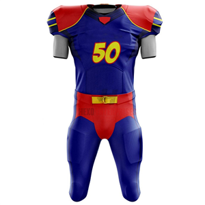 Uniforme de Fútbol Americano Personalizado Azul y Rojo, Completamente Personalizable, de Poliéster Transpirable, Profesional, Unisex para Adultos - Product Image 2