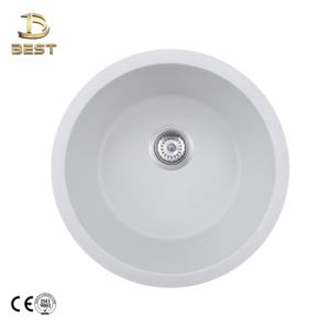 Évier de cuisine moderne à cuve unique noir, fabriqué au Vietnam, design contemporain, surface brossée, garantie 5 ans, en granit composite, avec drain et robinet - Product Image 1