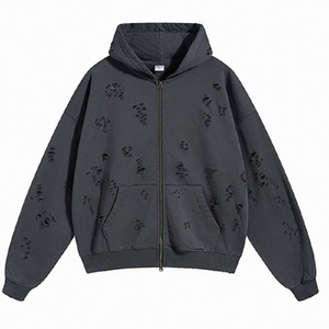 Nuevos productos de otoño e invierno, sudadera con capucha y cremallera de doble extremo con orificios, 450g, cárdigan informal holgado y moderno, chaqueta para hombre - Product Image 6