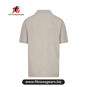 Polo à manches courtes pour homme, couleur beige, coupe décontractée, tissu en coton Oxford respirant - Product Image 2