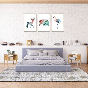 Comodino in bambù a 2 pezzi con ripiano portaoggetti, elegante tavolino da divano - Product Image 3