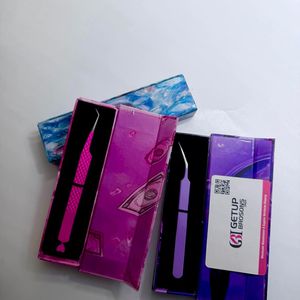 Pince à épiler GETUP BROSONS IMPEX 45 degrés/isolation, rose violet, en acier inoxydable thermolaqué, pointe de précision lisse 10 mm - Product Image 2