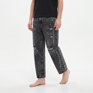 Jeans Baggy Vintage Personnalisés pour Garçons, Délavés à l'Acide, Coupe Large, Effet Usé, Pantalon Décontracté Tendance Streetwear - Product Image 4