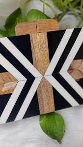 Modern Classic <b>Black</b> <b>White</b> Bone <b>Striped</b> Wood Carved Decorative Box Set Painted Finish for Living Spaces - Product Image 5