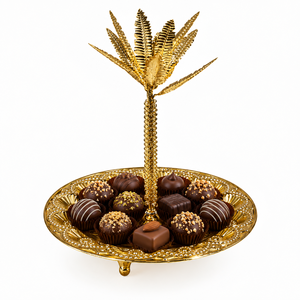 Increíble Plato de Metal Dorado para Servir Alimentos, Plato para Postres Hecho a Mano para Mesa, Plato para Dulces para el Hogar, Hoteles, Bodas y Fiestas - Product Image 1