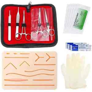 Kit d'entraînement manuel personnalisé en acier chirurgical pour la pratique des sutures avec coussinet de peau, certifié CE, pour étudiants en médecine - Product Image 2