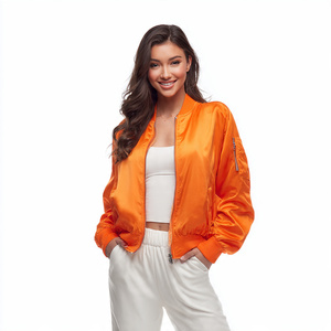Chaquetas Bomber de Seda para Mujer, Corte Holgado, Moda de Invierno, Chaqueta Bomber Satinada para Mujer, Chaquetas Bomber Satinadas para Invierno y Exteriores - Product Image 1
