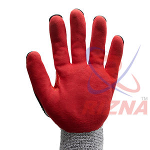 Guantes de Protección Anticorte para Trabajo, Guantes de Nitrilo Rojo Arena en la Palma, Guantes de Alto Impacto para Minería, Guantes Resistentes a Impactos - Product Image 1