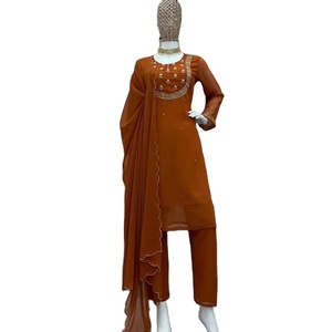Nuevo Traje Salwar de Diseñador 2024, Tela Sintética de Tafetán, Modal, Viscosa, Rayón, para Novia, Multicolor, Talla Personalizada, Estilo Indio - Product Image 1