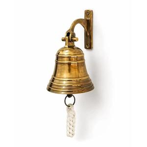 Hand Casted Technique <b>Brass</b> Door <b>Bell</b> With White Silicone Rope hanging decorative Nautical Style Ship <b>Bell</b> Custom Size Available - Product Image 4