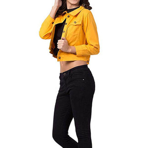 Direct Factory Supplier Women's Cropped Denim <b>Jacket</b> Long Sleeve Button Front 100% Cotton Metrical Spring Wear Denim <b>Jacket</b> - Product Image 5