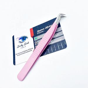 Pince à épiler d'extension de cils à pointe en microfibre rose durable en acier inoxydable solide pince à cils écologique - Product Image 6