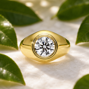 Custom Bezel Set Round Lab Grown Diamond IGI Certified Engagement <b>Ring</b> 925 Sterling Sliver Solitaire Statement <b>Ring</b> for Unisex - Product Image 1