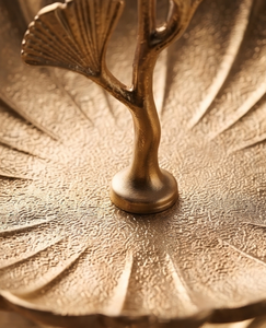 Modern Gold Metal 2 Tier Cake Stand Luxury Ginkgo Leaf Stem Dessert Display <b>Tray</b> Ball Finial Handle Cupcake Holder Party - Product Image 2