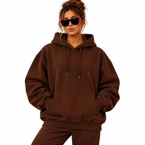 Prix d'usine Sweat à capuche épais surdimensionné pour femme, en molleton, avec impression personnalisée au dos, Sweat-shirt à capuche surdimensionné personnalisé pour femme - Product Image 1