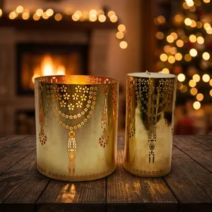 Vela Votiva de Cilindro Metálico con Patrón de Estrella Recortada para Decoración del Hogar - Product Image 5