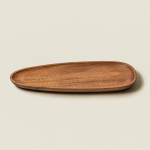 Assiette ovale en bois faite à la main, couleur unie, design minimaliste, vaisselle et assiettes, articles de table - Product Image 1