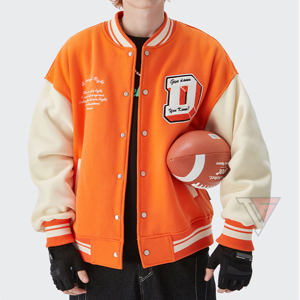 IDREESANDSONS เสื้อแจ็คเก็ตวาร์ซิตี้ผู้ชายสีดำสีขาวปักด้านหน้า UR แพทช์ดีไซน์ลำลองฤดูใบไม้ร่วงสวมใส่ปกคอปกปกติ-Fit - Product Image 6