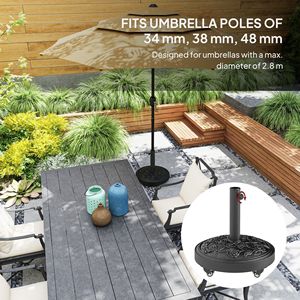 Base per Ombrellone da Patio Rotonda con Ruote in Resina da 46 Libbre, Supporto per Esterni per Pali di Ombrelloni da 1.3'/1.5'/1.9' - Product Image 4