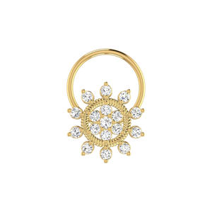 AJRETAIL 0.11 Carat Natural Diamond <b>Nose</b> Pin 14K <b>Gold</b> Ethnic Flower Design Brilliant HI Color VS-SI Clarity - Product Image 4