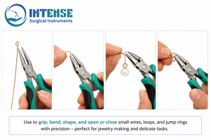 Alicates de Precisión Profesionales para Joyería, de Acero Inoxidable, con Resorte y Mango Ergonómico - Product Image 3