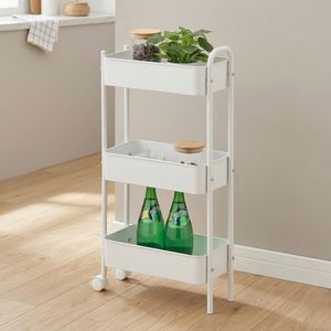 MIT DIY Chariot à outils utilitaire roulant à 3 niveaux Plate-forme métallique domestique avec quatre roues pour cuisine salon entrée stockage Taiwan OEM - Product Image 1