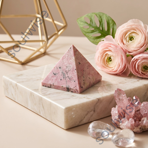 คริสตัลโรโดโครไซต์ธรรมชาติทรงพีระมิด สีชมพูขาว แถบสีขาวขัดเงา อัญมณีจากอินเดีย คาร์ตาวยา สำหรับตกแต่งและสะสม - Product Image 2