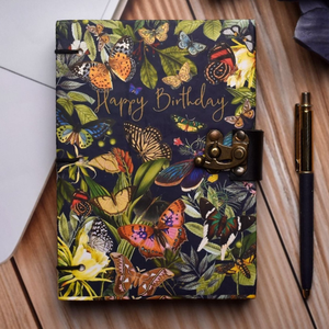 Happy Birthday Butterfly Journal | Printed Cardboard Hardcover <b>Notebook</b> | Floral & Butterfly <b>Diary</b> | 200 White Pages | 7x5inches - Product Image 5