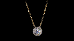 Collar con Colgante de Diamante Cultivado en Laboratorio con Halo Redondo en Oro Amarillo |   Joyería Fina para Novias Solitaire - Product Image 6