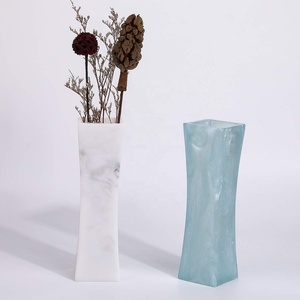Modern White Blue Swirl Resin <b>Vase</b> Handicraft Eco-Friendly Waterproof Wedding Home Decor Accent Dining Tabletop Display - Product Image 1