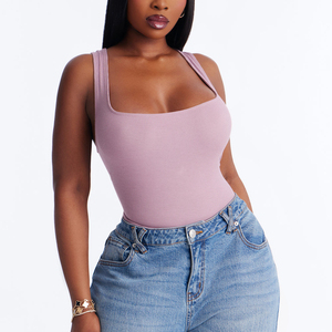 Spandex/Polyester Pink Knitted Breathable Waffle Sleeveless Tank Top For Women Solid Ruched Embroidery Eco Friendly Tank Tops - Product Image 1