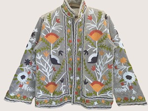 Manteau ouvert brodé floral grande taille pour femme, style bohème décontracté, manches longues, col mandarin, vêtement d'extérieur printanier - Product Image 2
