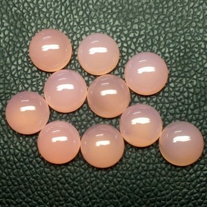 พลอยแคลเซโดนีสีชมพูธรรมชาติทรงกลมเรียบแบบคาโบชอง จำนวนมาก |   หินหลังแบนขนาด 8 มม. 10 มม. 12 มม. สำหรับทำเครื่องประดับขายส่ง - Product Image 1