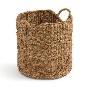 Panier de rangement miniature en jonc de mer naturel Sisu Handicraft, forme ronde avec poignée, multifonctionnel pour la décoration de la maison et les articles divers - Product Image 2