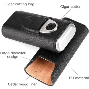 Estuche compacto de cuero para cigarros, estilo ejecutivo, con cortador integrado y acabado en cuero para uso diario, venta al por mayor a bajo precio. - Product Image 3