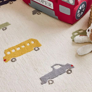 Alfombra de Lana Hecha a Mano, Diseño de Autos Coloridos, Alfombra Infantil Suave de Pelo Medio para Cuarto de Niños, Sala de Juegos y Dormitorio - Product Image 4