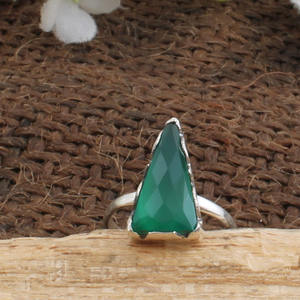 Anillo de Ónix Verde Natural, Plata de Ley 925, Corte Esmeralda, Anillo de Piedra Preciosa, Joyería de Piedra de Nacimiento de Mayo para Mujer, Regalo, Venta al por Mayor - Product Image 2