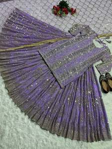 ชุดเดรส Anarkali ผ้าคอตตอนจอร์เจตต์ปักลายประดับเลื่อม งานปักมือ ดีไซน์หรูหรา สำหรับงานปาร์ตี้/งานแต่งงาน เสื้อผ้าชาติพันธุ์ มีสินค้าพร้อมส่ง ขายส่ง รหัสสินค้า 60287 - Product Image 5