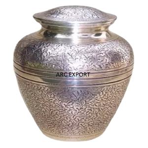 Design fantaisie en relief grandes urnes de crémation élégantes gris clair concevant des urnes classiques en aluminium les plus fantaisistes Urnes uniques pour adultes - Product Image 1