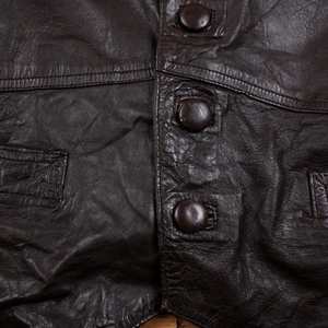 Genuine Leather Motorcycle Biker <b>Vest</b> with Brown Satin Lining Adjustable Back Strap Multiple Pockets Vintage Western Waistcoat - Product Image 3