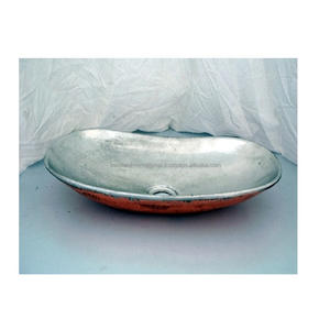 Fregadero de baño Rectangular de cobre moderno martillado a mano, escurridor de encimera de acero inoxidable pulido para baño doméstico - Product Image 3