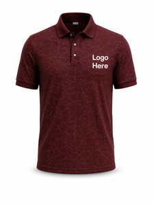 เสื้อกอล์ฟผู้ชายสีแดงเลือดหมู แขนสั้น ผ้าถัก ระบายอากาศได้ดี สวมใส่สบาย  โลโก้ด้านหน้า ออกแบบเองได้ สั่งทำโลโก้ได้ - Product Image 2