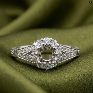 China Factory Glamorous Design High Quality 18k Solid White Gold Real Diamond Solitaire Semi Mount Engagement Ring for Women - Product Image 1