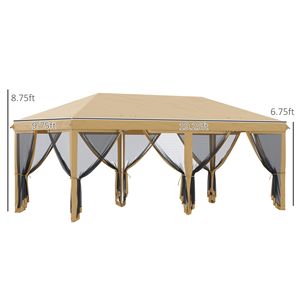 Tenda a baldacchino beige 10x20 con pareti laterali in rete per eventi all'aperto - Product Image 3