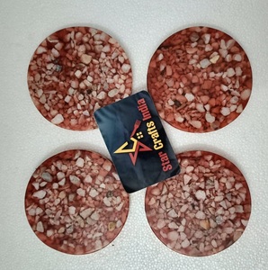 New Design Eco-Friendly Modern Tea Coasters 4 Pcs Set Resin Tarrazzo Mosaic Design Customizable Size (4X4 Inches) for Home Use - Product Image 1
