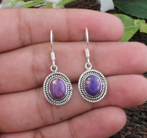 ต่างหูเทอร์ควอยซ์สีม่วงธรรมชาติ เงินแท้ 925 ต่างหูทรงหยดน้ำเทอร์ควอยซ์สีม่วงโมฮาเว ผู้ผลิตขายส่ง - Product Image 3