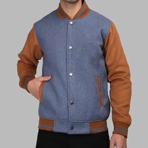 Veste bomber en cuir personnalisée avec logo brodé, veste de baseball, veste varsity pour homme, veste d'hiver - Product Image 1