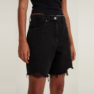 Shorts pour femmes en coton uni, style décontracté, design déchiré, tissu épais, idéal pour l'été – Grande Vente - Product Image 4