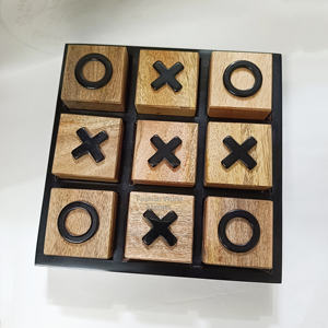 Jeu de puzzle en bois artisanal Tic Tac Toe avec blocs X et O, jeu de table compact, décoration d'intérieur, divertissement familial - Product Image 3