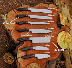 UA Supplies 7 Pcs High Quality Hand Forged Ambidextrous Modern Chef <b>Knife</b> <b>Set</b> with Bone Handle High Polish Leather Bag - Product Image 4